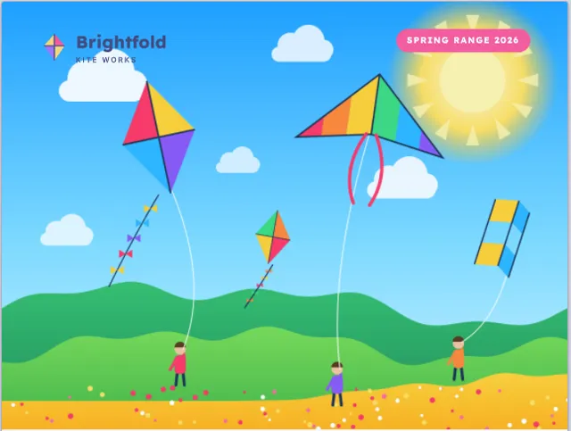 A bright kite-shop brochure open in AntiPDF.