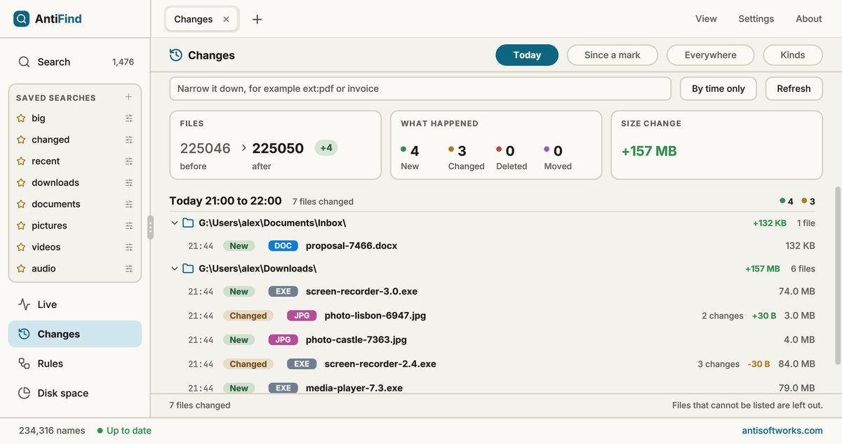 AntiFind Changes, light theme